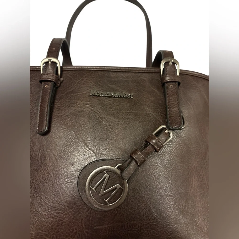 Montana West Dark Brown Leather Tote - Picture 3 of 6